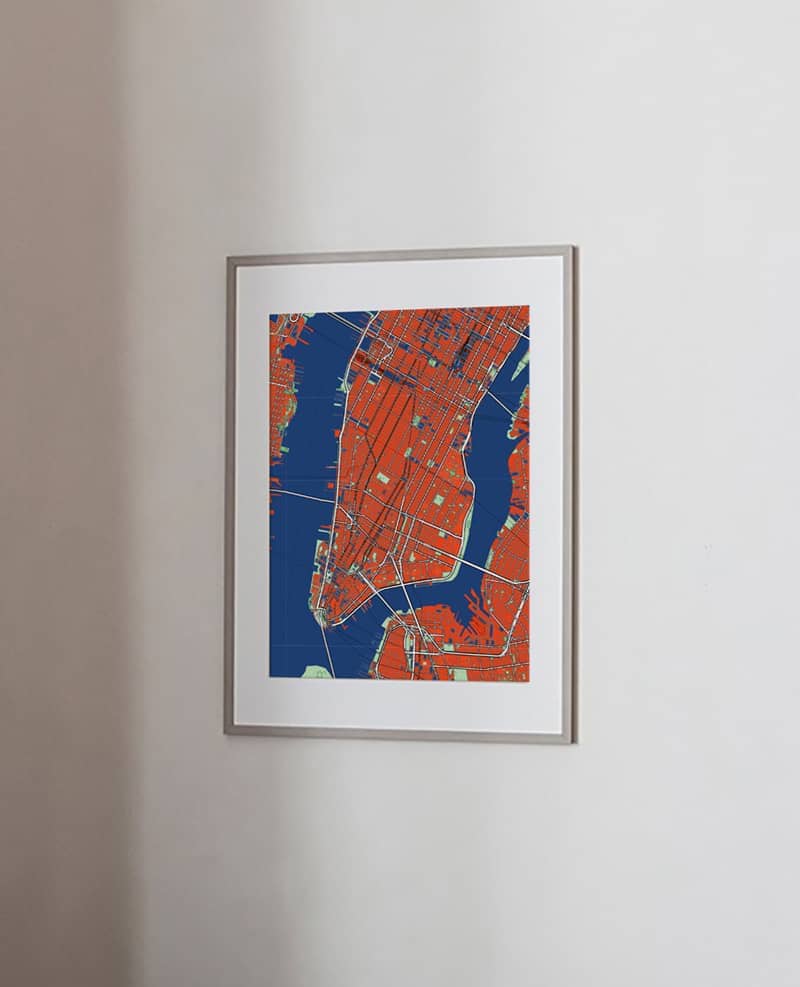Comic style new york city map print